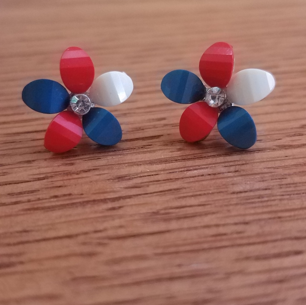 4th of July flower earrings